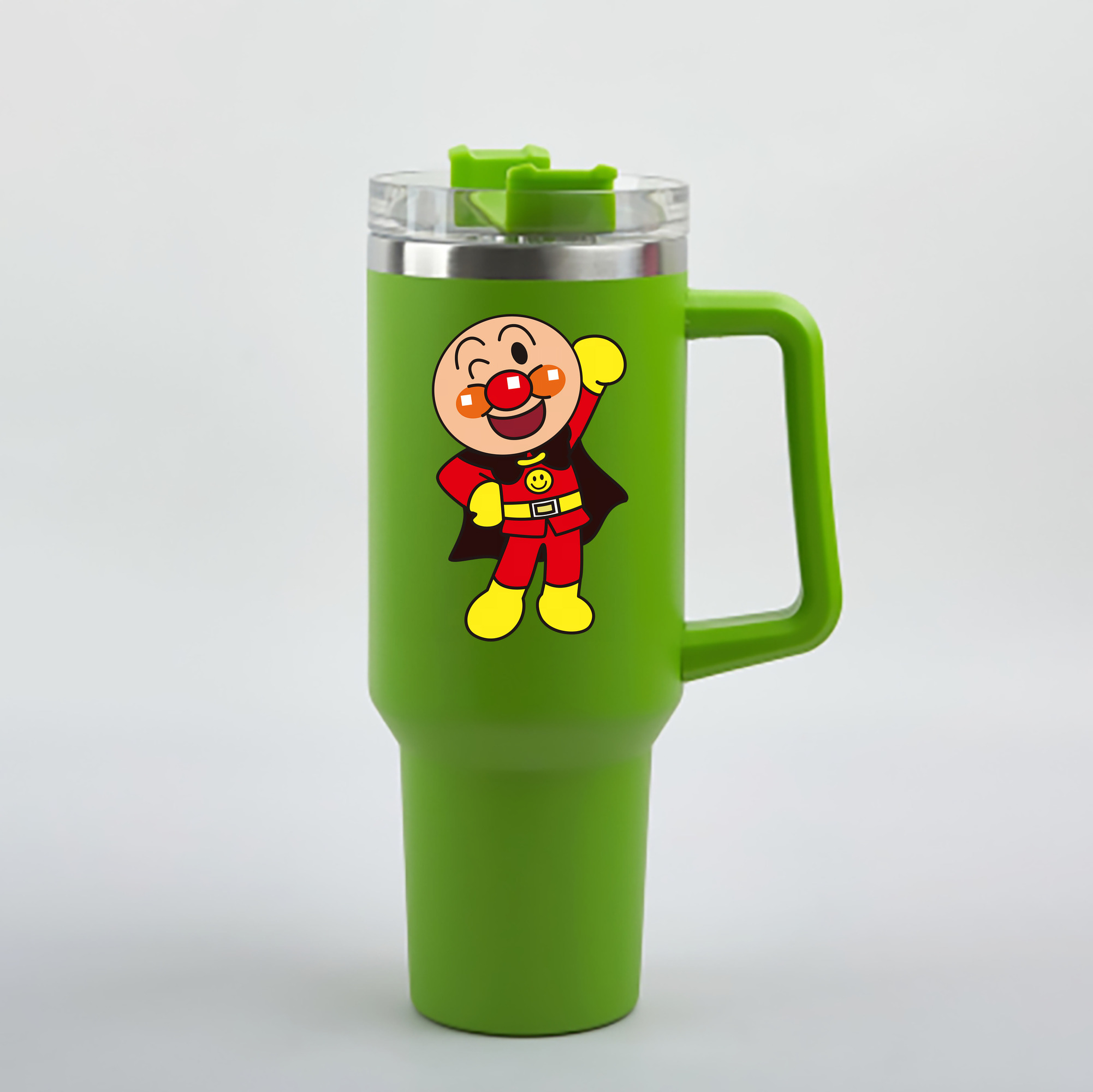 （画像用） アンパンマン Anpanman 1200mL車用タンブラー - クリスタルステッカー（プラスチックストロー付き）
